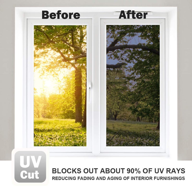 WPCTEV One Way Window Film Daytime Privacy Static Cling Self Adhesive House Film Glass Window Tint Heat Control Mirror Film Blue & Silver 6 Mil 23.6 Inch x 32.8 Feet - Image 5
